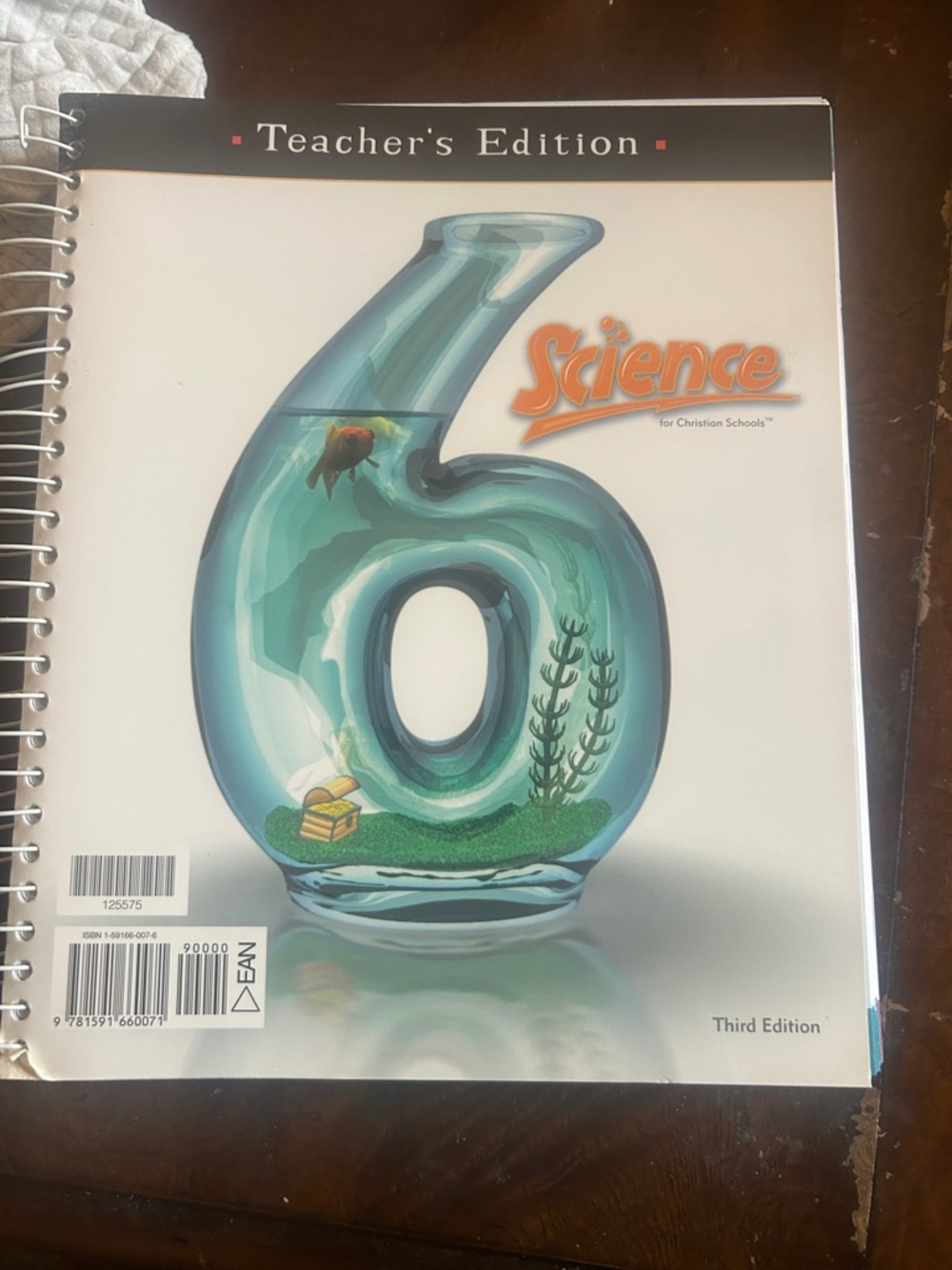 Science 6 Teacher's Edition Spiral Bound Textbook - White & Teal